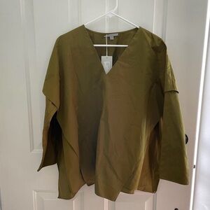 NWT Cos Olive Green V-Neck Blouse